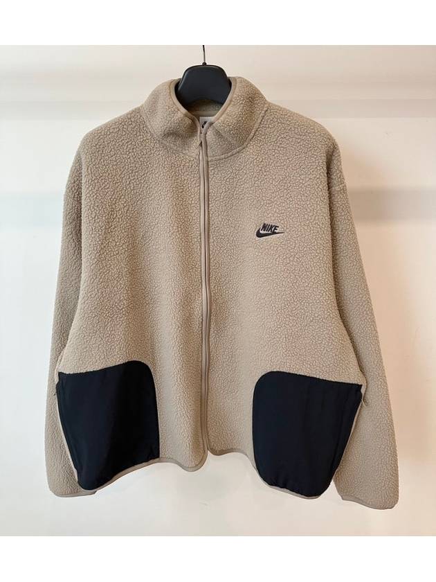 Sherpa Winter Zip-Up Jacket Khaki - NIKE - BALAAN 2