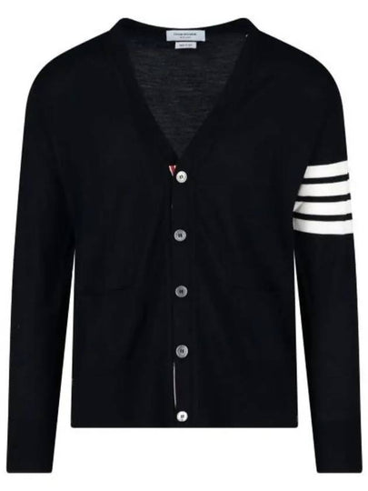 Men's Sustainable Classic Diagonal Wool Cardigan Navy - THOM BROWNE - BALAAN 2