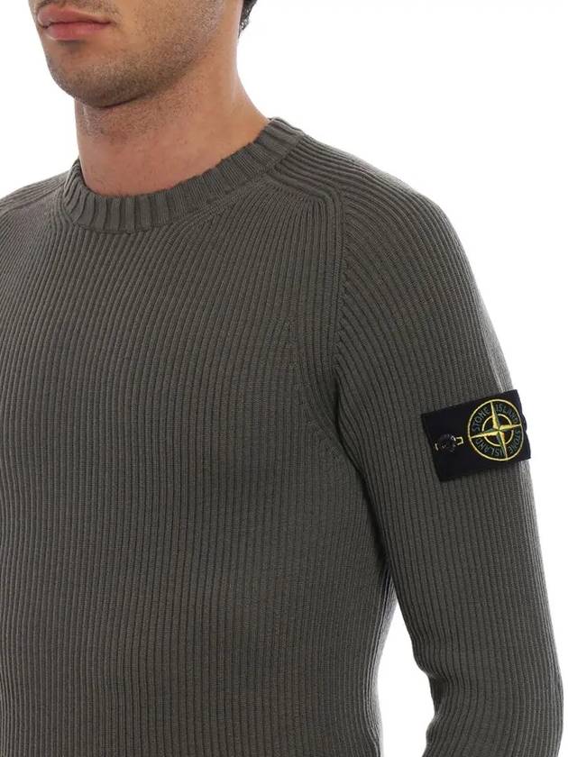 Full Rib Pure Wool Crewneck Knit Top Charcoal - STONE ISLAND - BALAAN 5