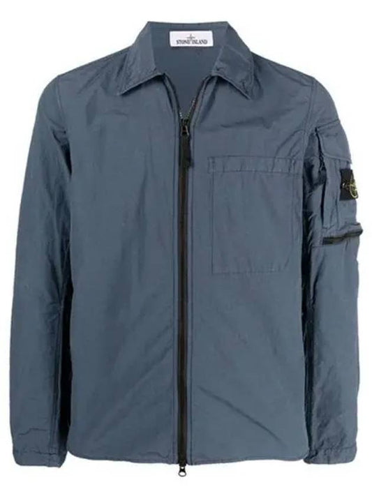 Men's Naslan Light Garment Dye Zip-up Jacket Mid Blue - STONE ISLAND - BALAAN 2