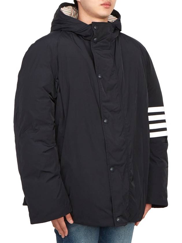 Football 4 Bar Poly Twill Parka Navy - THOM BROWNE - BALAAN 7