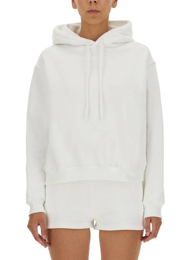 Wang logo detail hooded top white - ALEXANDER WANG - BALAAN 4