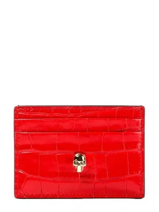 Skull Crocodile Leather Card Wallet Red - ALEXANDER MCQUEEN - BALAAN 2