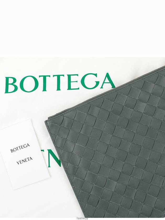 Intrecciato Wide Weaving Clutch Bag Slate - BOTTEGA VENETA - BALAAN 7