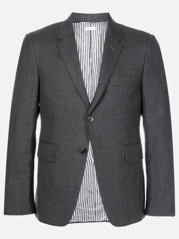 Super 120S Wool Twill Single Breasted Classic Jacket Dark Grey - THOM BROWNE - BALAAN 2