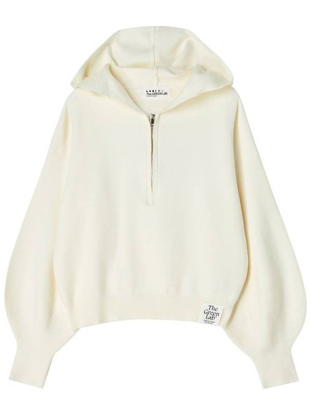 Half Zip Up Hood Pullover Knit Top Ivory - THE GREEN LAB - BALAAN 8