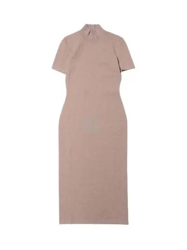 Women's FF Logo Short Sleeve Midi Dress Beige - FENDI - BALAAN 2