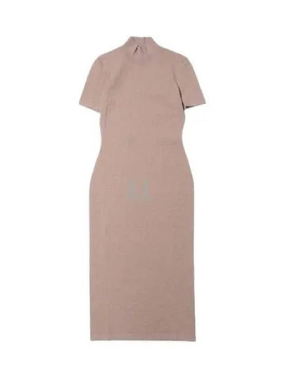 Women's FF Logo Short Sleeve Midi Dress Beige - FENDI - BALAAN 2