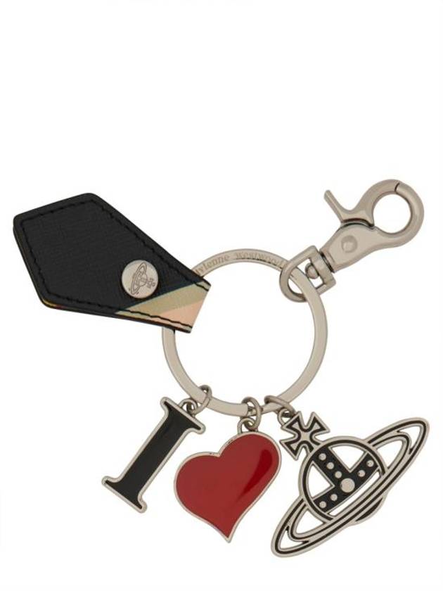 I LOVE ORB Tartan Leather Key Holder - VIVIENNE WESTWOOD - BALAAN 1