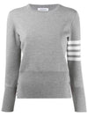 4-Bar Milano Stitch Crew Neck Knit Top Light Grey - THOM BROWNE - BALAAN 2