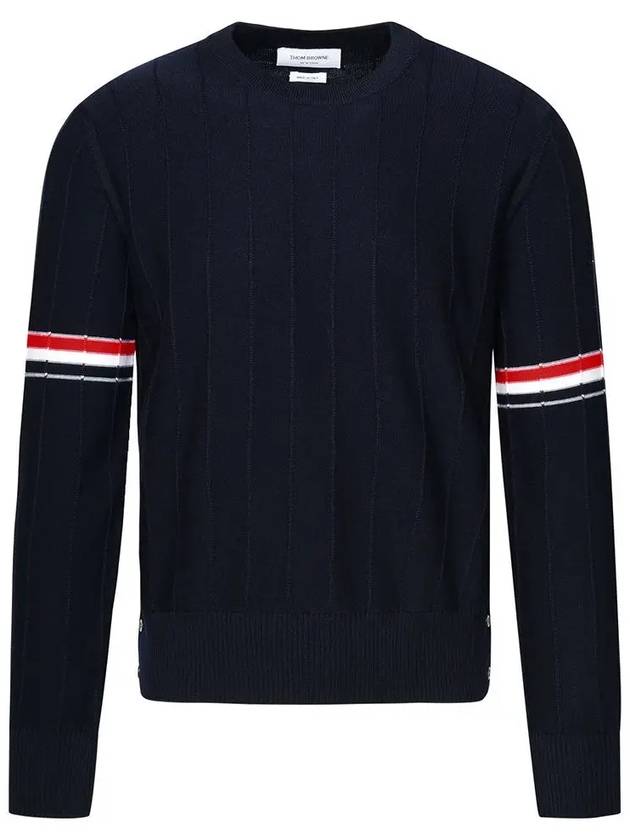 Wool Relaxed Pullover Knit Top Navy - THOM BROWNE - BALAAN 2