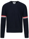 Wool Relaxed Pullover Knit Top Navy - THOM BROWNE - BALAAN 3