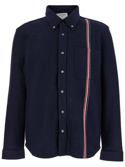 Double Face Knit Long Sleeve Shirt Navy - THOM BROWNE - BALAAN 2