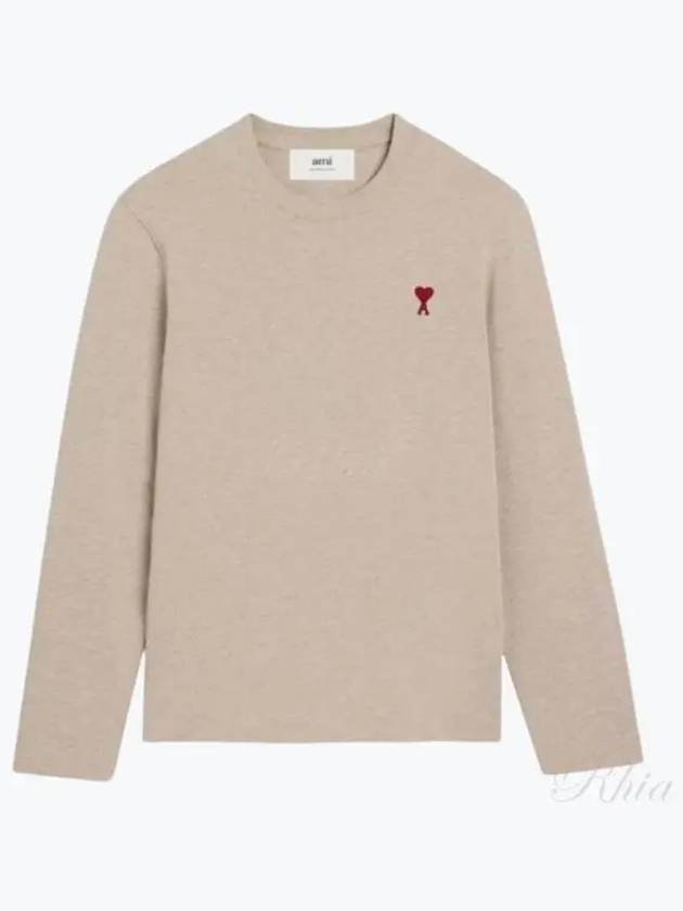 Small Heart Logo Sweatshirt Beige - AMI - BALAAN 2