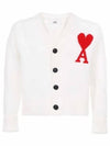 Big Heart Logo Wool Cardigan White - AMI - BALAAN 2