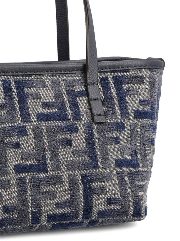 Roll FF Jacquard Mini Tote Bag Dark Blue - FENDI - BALAAN 4