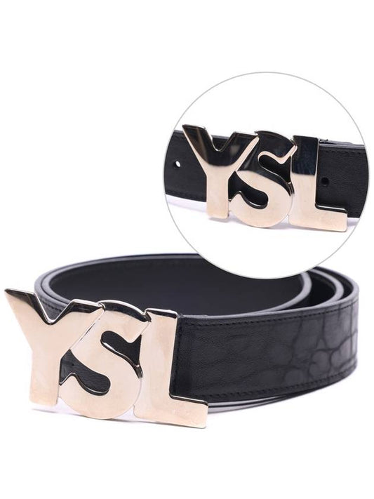 Men's YSL logo belt 274611_AEK0N_1000 - SAINT LAURENT - BALAAN 2