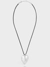 Coeur Triomphe Brass Rhodium Cotton Necklace Silver Black - CELINE - BALAAN 3