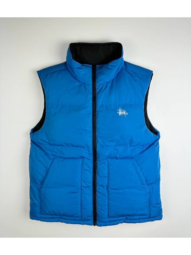 Graffiti Reversible Puffer Vest Mid Blue Black - STUSSY - BALAAN 4