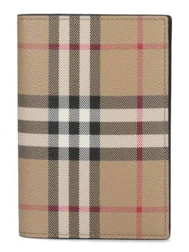 Checked Leather Passport Wallet Beige - BURBERRY - BALAAN 2