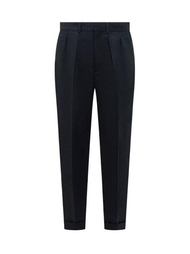 Cotton Satin Slacks Navy - TOM FORD - BALAAN 1