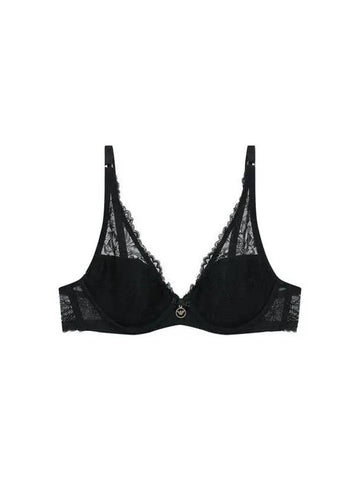 UNDERWEAR Women s Flower Lace Padded Bra Black - EMPORIO ARMANI - BALAAN 1