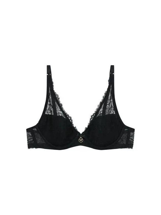 UNDERWEAR Women s Flower Lace Padded Bra Black - EMPORIO ARMANI - BALAAN 1