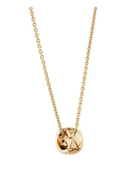 Coco Crush Quilted Motif 18K Necklace Gold - CHANEL - BALAAN 1