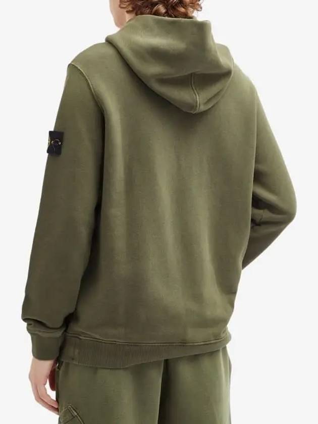 Old Effect Cotton Diagonal Fleece Hoodie Green - STONE ISLAND - BALAAN 4