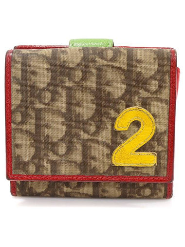 CDR43025 PVC Beige Oblique Trotter Rasta Half Wallet - DIOR - BALAAN 1