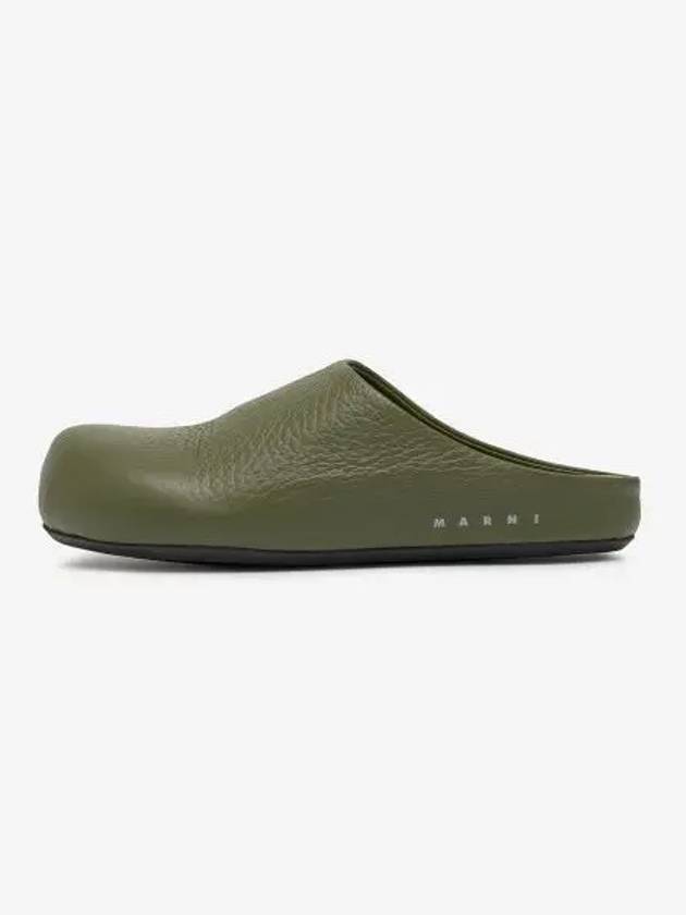 Logo Grain Leather Mule Green - MARNI - BALAAN 2