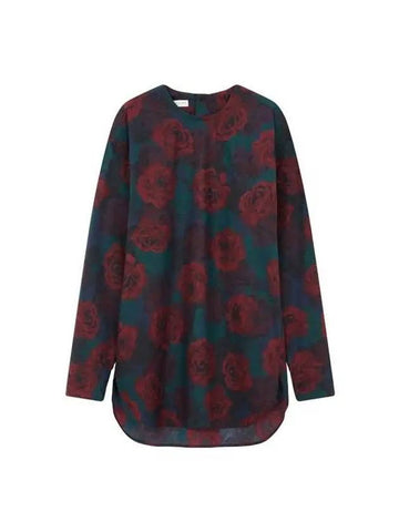 Women s Flower Print Cotton Shirt Navy - DRIES VAN NOTEN - BALAAN 1