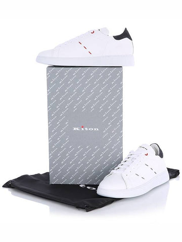 23ss USSN001 XB602002 BIANCO/ASPHALT stitch detail white & charcoal sneakers - KITON - BALAAN 1