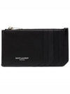 Lizard Pattern Embossed Fragment Zipper Card Wallet Black - SAINT LAURENT - BALAAN 2