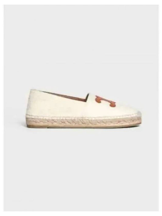 Women's Triomphe Logo Patch Flat Espadrilles Cream - CELINE - BALAAN 2