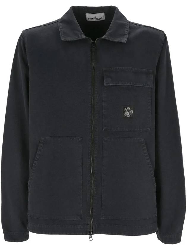 Compass Motif Shirt Jacket Navy - STONE ISLAND - BALAAN 1