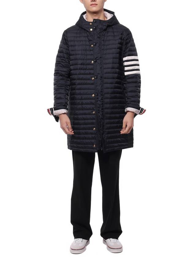 Men's 4 Bar Hooded Padding Navy - THOM BROWNE - BALAAN 4