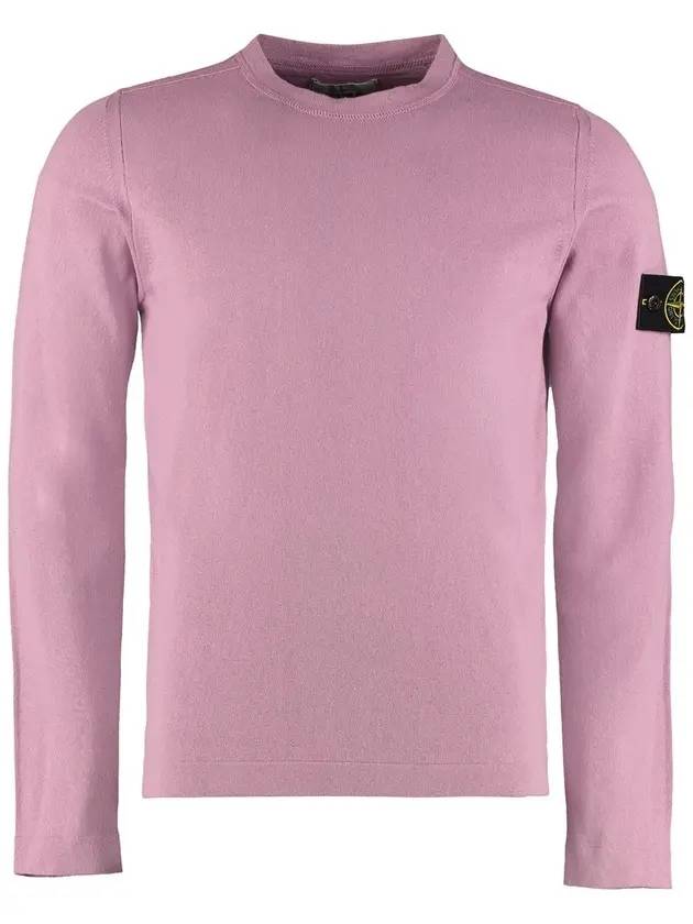 Wappen Patch Round Cotton Knit Top Purple - STONE ISLAND - BALAAN 1