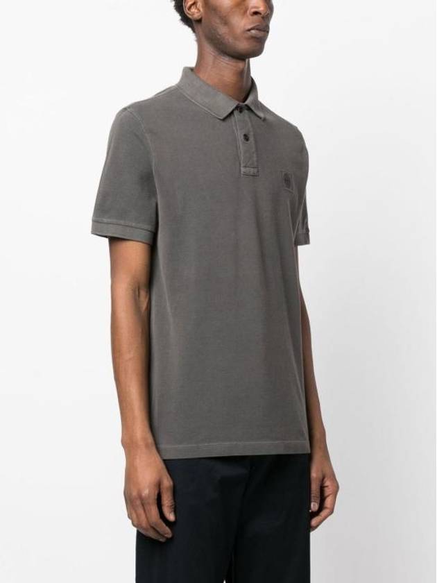 Men's Logo Patch Short Sleeve Polo Shirt Steel Grey - STONE ISLAND - BALAAN 4