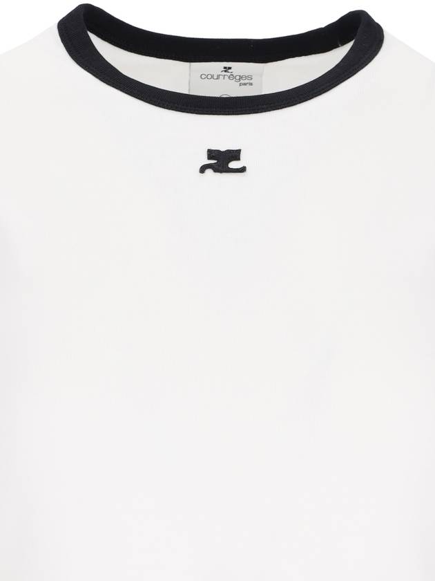 Contrast Signature Short Sleeve T-Shirt White - COURREGES - BALAAN 4