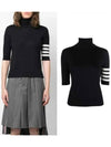 Fine Merino 4 Bar Relaxed Short Sleeve Turtleneck Navy - THOM BROWNE - BALAAN 2