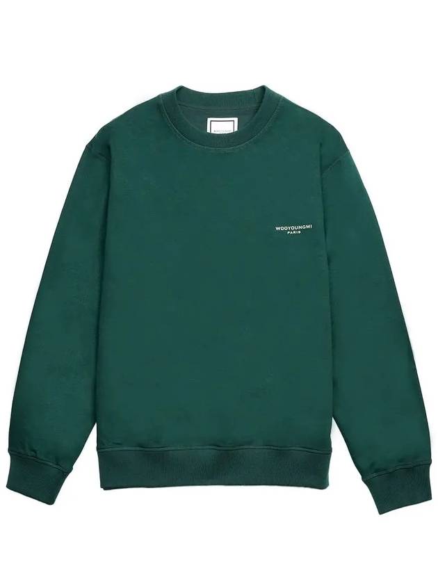 Men's Back Square Label Round Cotton Sweatshirt Sweatshirt Green W233TS21718F - WOOYOUNGMI - BALAAN 1