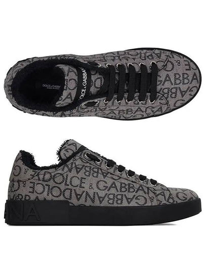 Portofino All Over Logo Jacquard Low Top Sneakers Marron - DOLCE&GABBANA - BALAAN 2