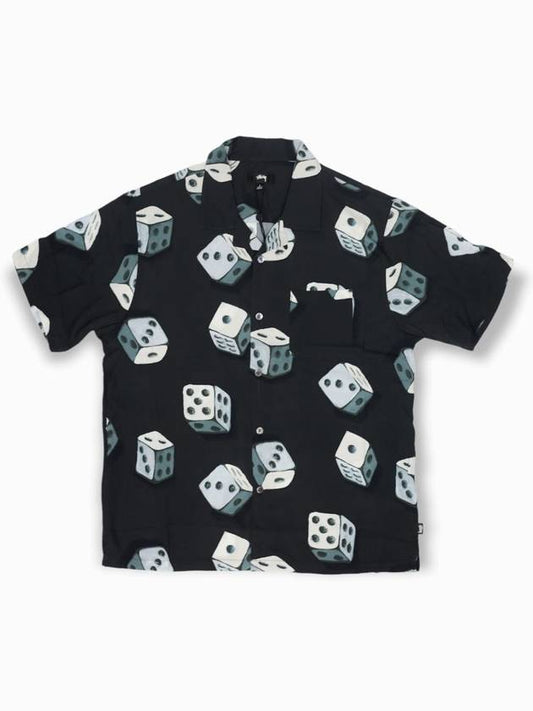 Men's Diss Pattern Short Sleeve Shirt Black - STUSSY - BALAAN.