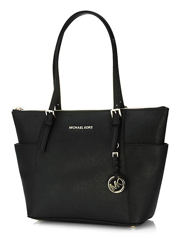 Jet Set Large Saffiano Leather Tote Bag Black - MICHAEL KORS - BALAAN.