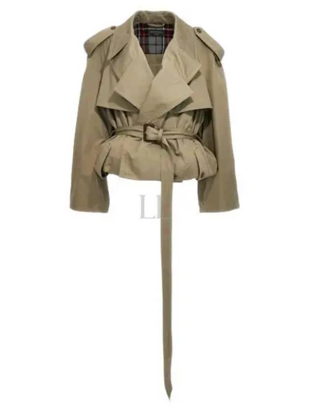 folded cotton twill short trench coat beige - BALENCIAGA - BALAAN 2