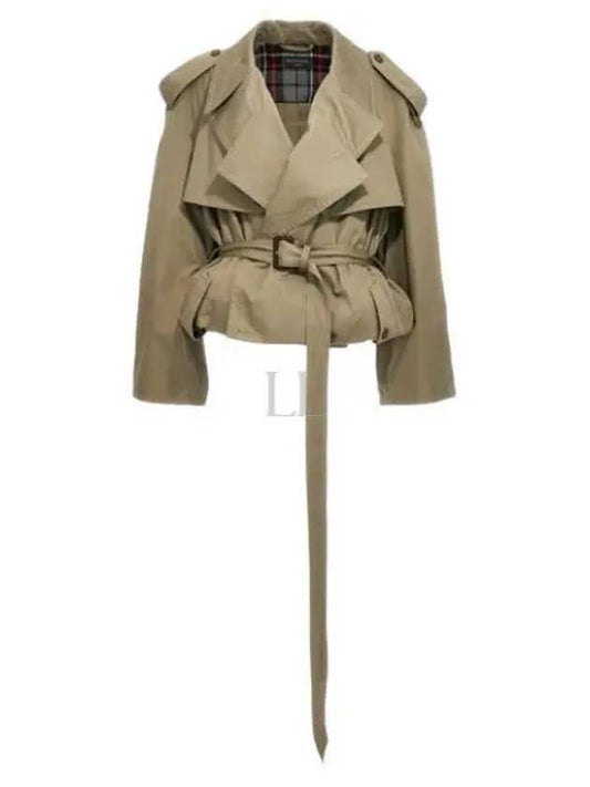 Fold Cotton Twill Short Trench Coat Beige - BALENCIAGA - BALAAN 2