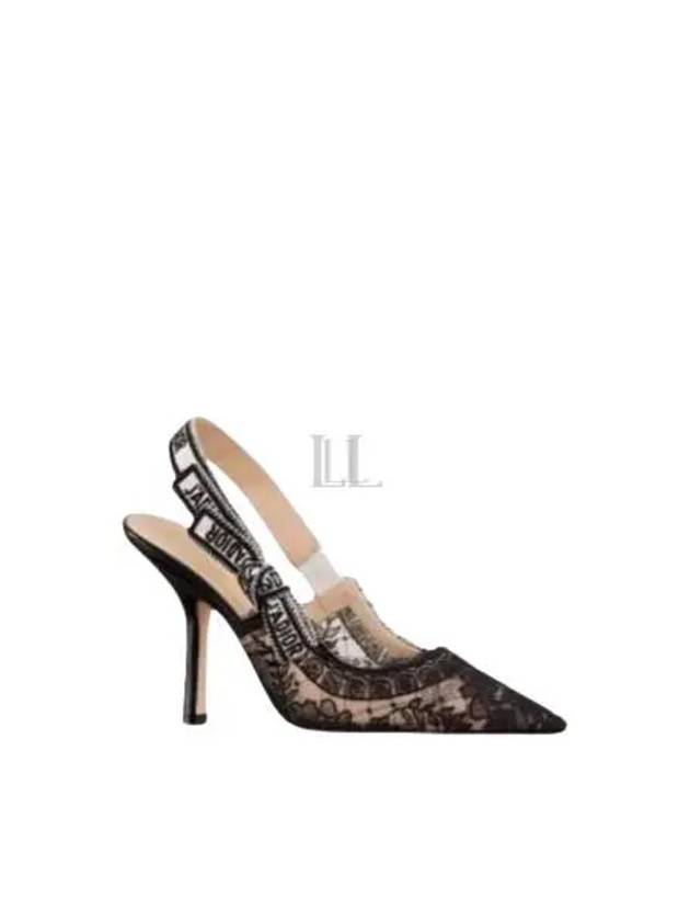 Transparent Mesh Embroidered Motif Slingback Heels Black - DIOR - BALAAN 2