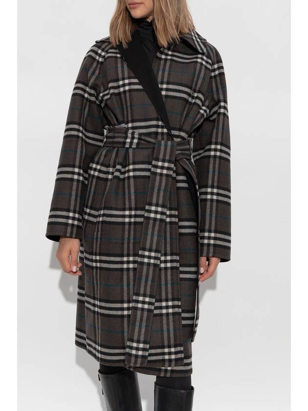 Check Reversible Tunbridge Wrap Wool Single Coat Black - BURBERRY - BALAAN 7