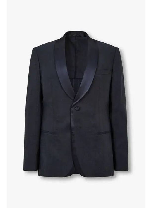 Men s Satin Shawl Collar Silk Blend Jacket Dark Navy - GIORGIO ARMANI - BALAAN 1